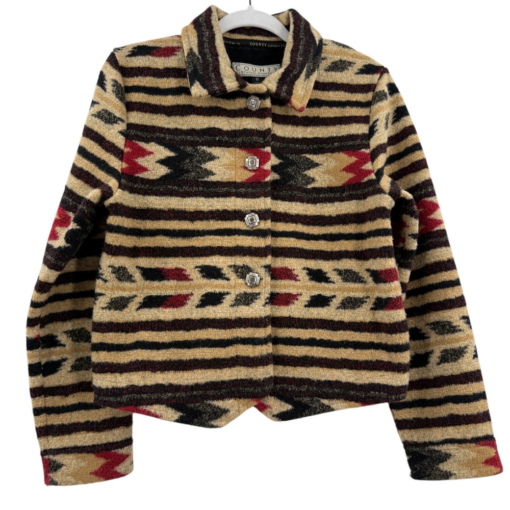 County Clothing Company Southwestern‎ Aztec Print Button Front Jacket Womens M